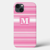 Gehäuse mit rosa Streifen in Monogramm, Case-Mate- Case-Mate iPhone Hülle (Rückseite)