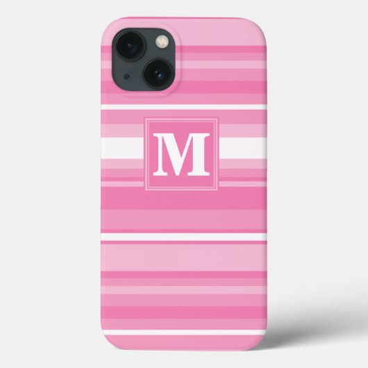 Gehäuse mit rosa Streifen in Monogramm, Case-Mate- Case-Mate iPhone Hülle (Rückseite)