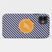 Gehäuse Navy Blue & White Stripes mit Monogram iPh Case-Mate iPhone Hülle (Rückseite (Horizontal))
