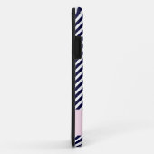 Gehäuse Navy Blue & White Stripes mit Monogram iPh Case-Mate iPhone Hülle (Hinten/Rechts)