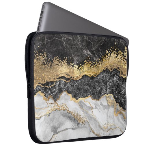 Gehäuse-Sieb aus schwarzem Marmor Laptopschutzhülle (Vorne Rechts)