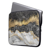 Gehäuse-Sieb aus schwarzem Marmor Laptopschutzhülle (Vorderseite Links)