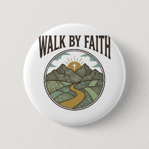 Gehe auf Glauben christlicher Bergpfad Vektor Button