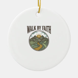 Gehe auf Glauben christlicher Bergpfad Vektor Keramik Ornament