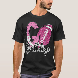 Gehe Bulldogs Schule Sport Fan Geist Brustkrebs T-Shirt