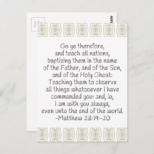 Gehe deshalb hin und lehre alle Nationen Postkarte (Vorne/Hinten)