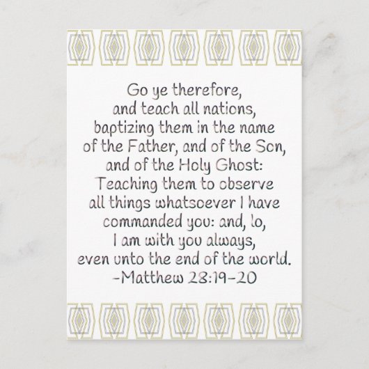 Gehe deshalb hin und lehre alle Nationen Postkarte (Vorderseite)