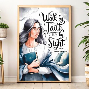 Gehe im Glauben – Christliche Wandkunst für Frauen Poster