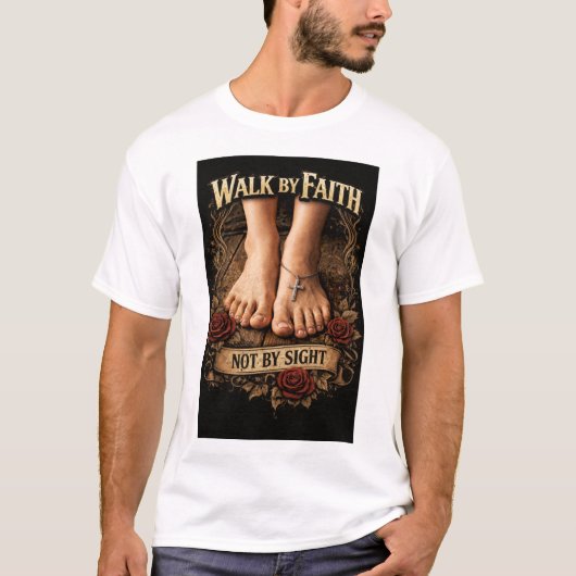 Gehe im Glauben & Römer 10,15 T-Shirt (Vorderseite)
