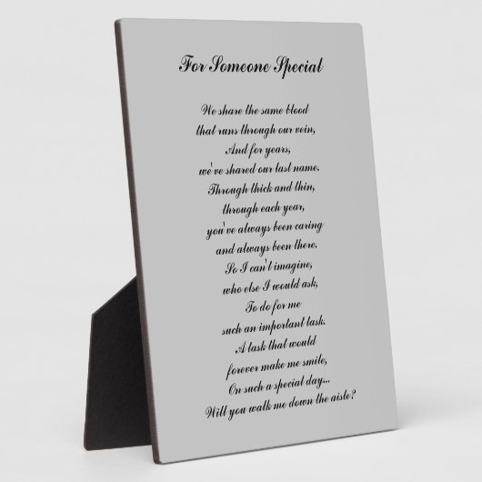 "Gehe mir den Gang hinunter?" Tafel Fotoplatte (Seite)