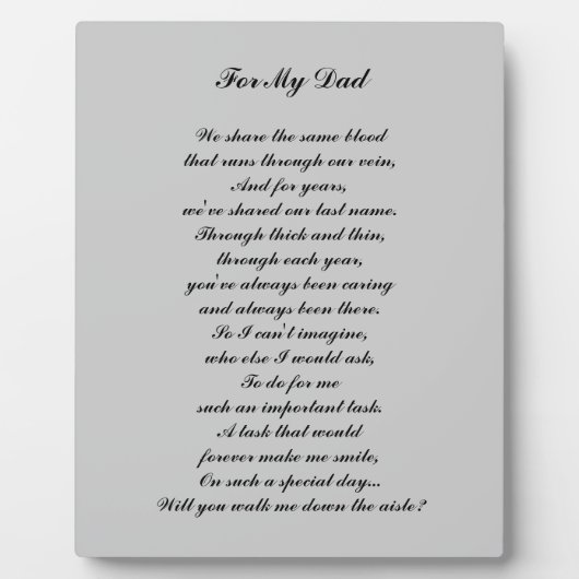 "Gehe mir den Gang hinunter?" Tafel Fotoplatte (Vorderseite)