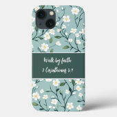 Gehe-mit-Glauben-Bibelvers Floral Case-Mate iPhone Hülle (Rückseite)