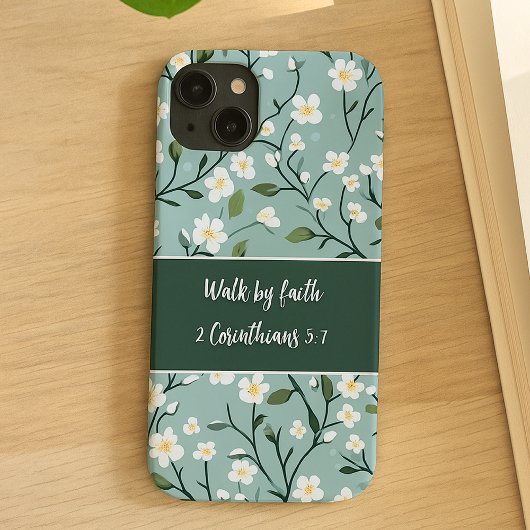 Gehe-mit-Glauben-Bibelvers Floral Case-Mate iPhone Hülle