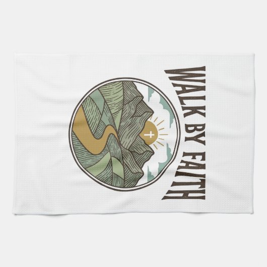 Gehe mit Glauben christlicher Bergpfad Vektor Geschirrtuch (Horizontal)
