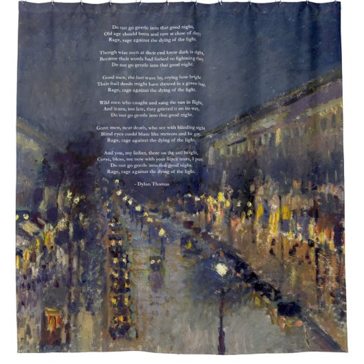 Gehe nicht zu einem sanften Gedicht von Dylan Thom Duschvorhang (Vorderseite)