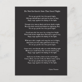 Gehe nicht zu einem sanften Gedicht von Dylan Thom Postkarte