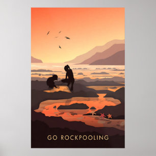 Gehe zum Wattwandern Reiseplakat an der Küste Poster