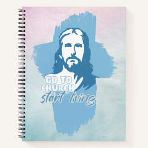 Gehe zur Kirche...! Jesus Christus. Christlicher P Notizblock