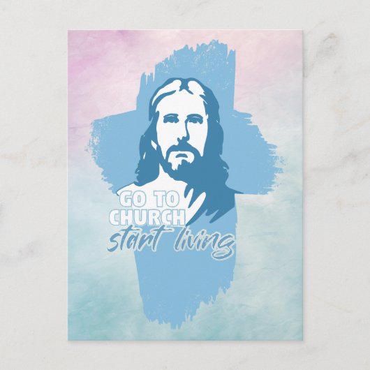 Gehe zur Kirche...! Jesus Christus. Christlicher P Postkarte (Vorderseite)