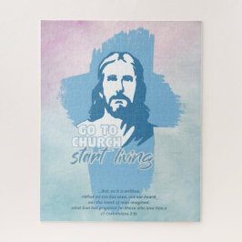 Gehe zur Kirche...! Jesus Christus. Christlicher P Puzzle