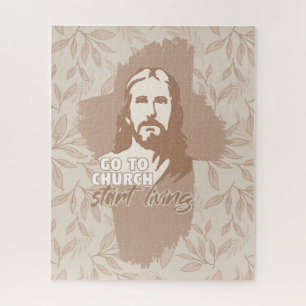 Gehe zur Kirche...! Jesus Christus. Christlicher P Puzzle
