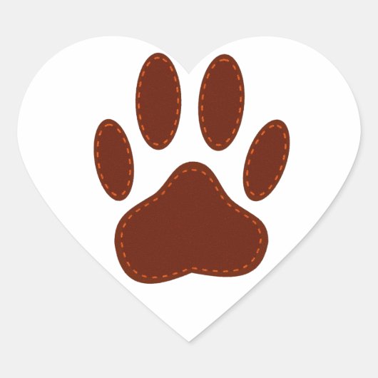 geheftete Felt Dog Paw Print Herz-Aufkleber (Vorderseite)