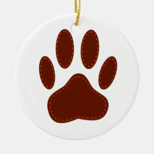 geheftete Felt Dog Paw Print Keramik Ornament
