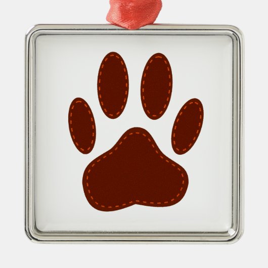 geheftete Felt Dog Paw Print Silbernes Ornament (Vorne)