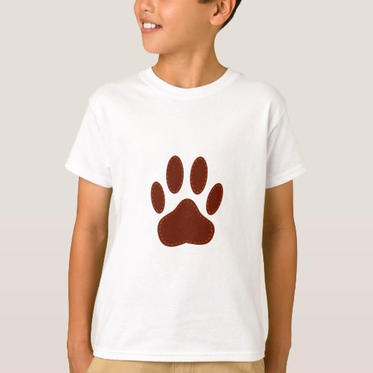 geheftete Felt Dog Paw Print T-Shirt (Vorderseite)