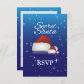 geheim Santa, Blue/Hat RSVP Karte (Vorne/Hinten)