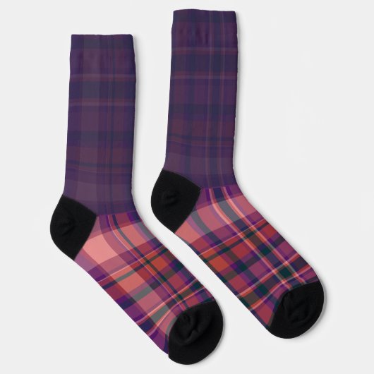 Geheim Wild dunkelviolett kariert Socken (Rechts)
