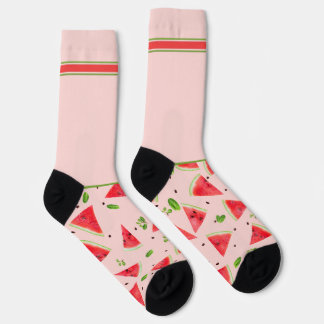 Geheim wilde Wassermelonenstücke auf mildem Rosa Socken
