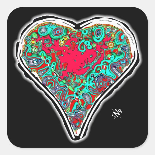 Geheimanatomie eines roten Herzens v3.1 Quadratischer Aufkleber (Vorderseite)