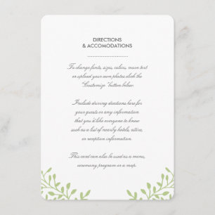 Geheime Garten Hochzeit Einlegekarte - Grün Begleitkarte