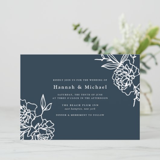 geheime Gartenhochzeit | Marine Einladung (Stehend Vorderseite)