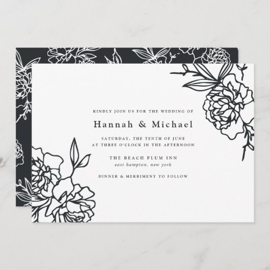 geheime Gartenhochzeit | Tinte Einladung (Vorne/Hinten)