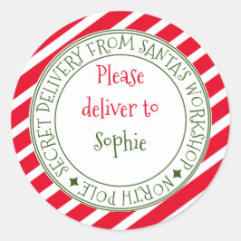 Geheime Lieferung Form Weihnachts Streifen Weihnac Runder Aufkleber