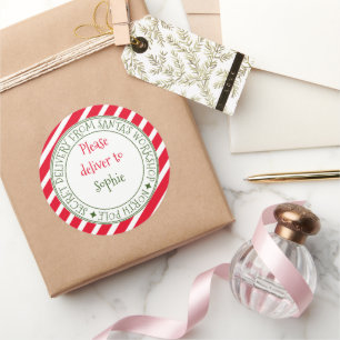 Geheime Lieferung Form Weihnachts Streifen Weihnac Runder Aufkleber