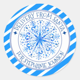 Geheime Lieferung von Weihnachten Schneeflocke Runder Aufkleber