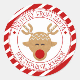 Geheime Lieferung von Weihnachtsrinder Runder Aufkleber