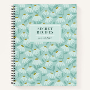 'Geheime Rezepte' Monogramm Teal Blumenmuster Notizblock