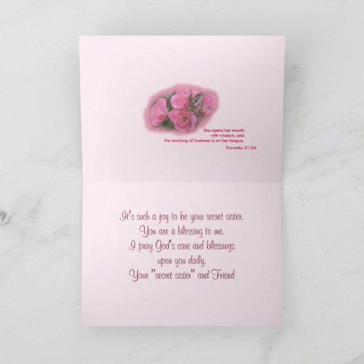 Geheime Schwester-Rose Karte-fertigen jede Karte (Innenseite)