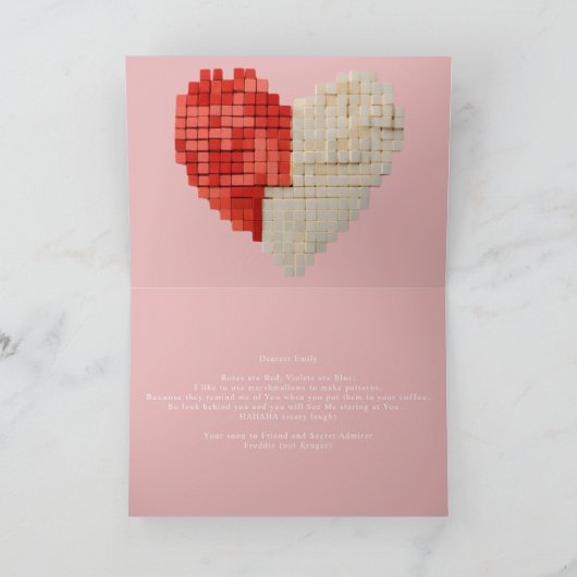 geheimer Bewunderer roter weißer Blöcke Valentinst Karte (Innenseite)