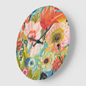 Geheimer Garten Blumen-III Große Wanduhr (Winkel)