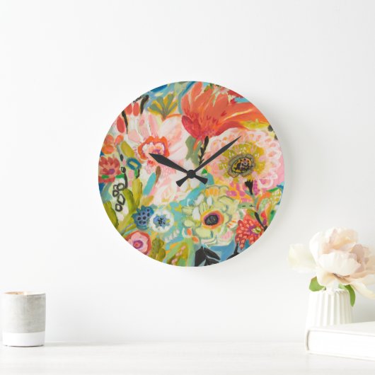 Geheimer Garten Blumen-III Große Wanduhr (Zuhause)