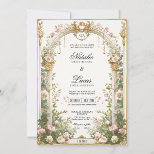 Geheimer-Garten-Blumenbogen-Hochzeit zum Ausdrucke Einladung