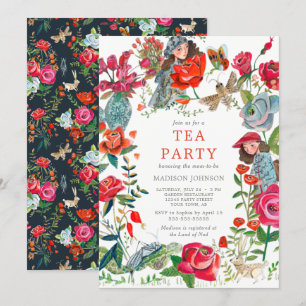 Geheimer Garten Rosen & Insekten Baby-Party Einladung