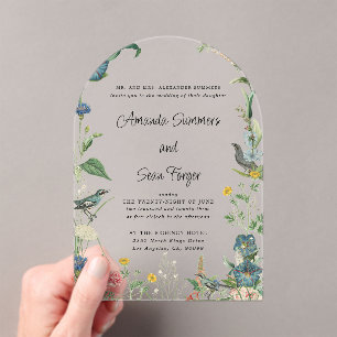 Geheimer Garten Wildblumen Hochzeitseinladung Acryleinladungen
