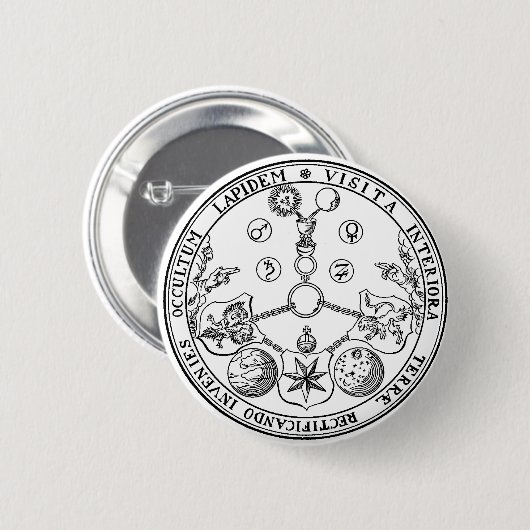 Geheimer VITRIOL Pics-Abzeichen-Alchimie-Alchemist Button (Vorne & Hinten)