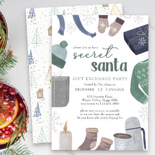 Geheimer Weihnachtsmann Kuschelige Winter-Geschenk Einladung